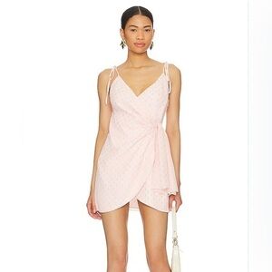 More to Come REVOLVE Exie Ruched Mini Dress in Light Pink NEW